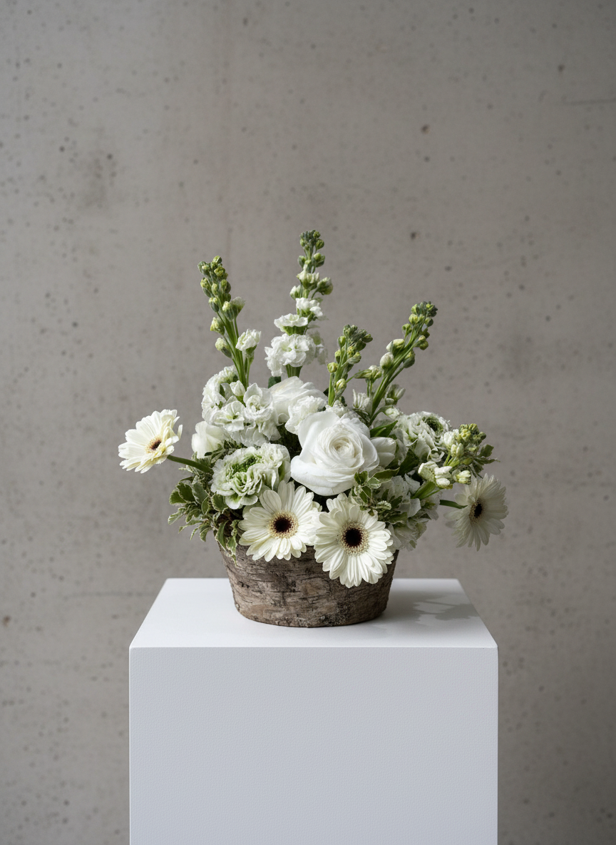 Hommage en blanc - Panier floral
