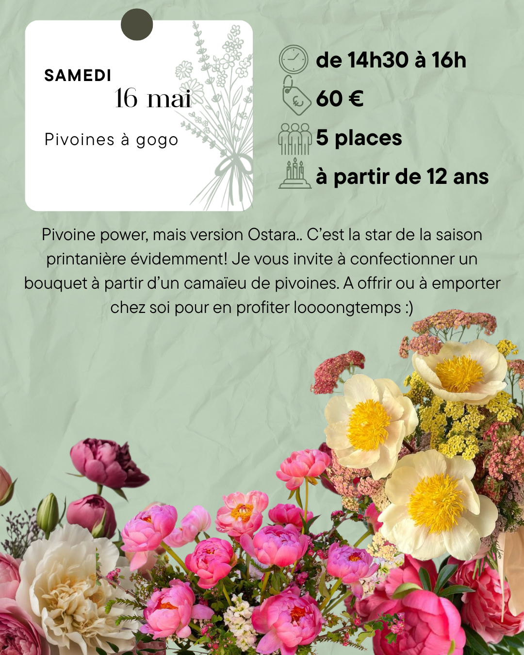 Atelier floral - pivoines à gogo
