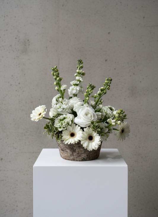 Hommage en blanc - Panier floral