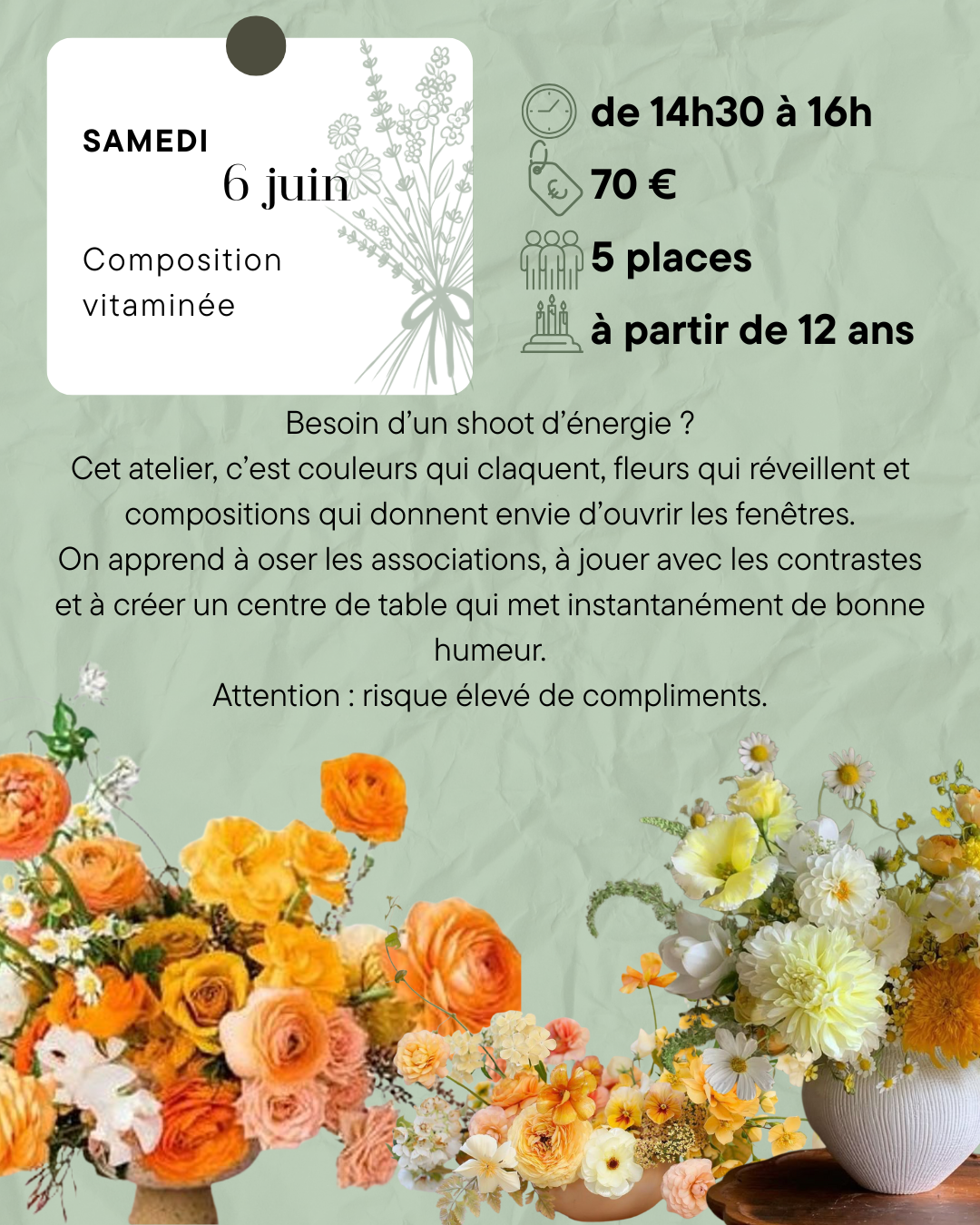 Atelier floral - composition vitaminée